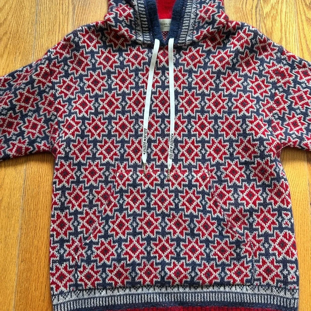 Golden Goose Red, White and Blue Wool Mohair Hooded Sweater.  Like New! - Picture 5 of 8